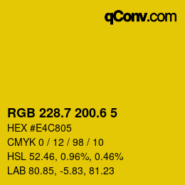 カラーコード: RGB 228.7 200.6 5 | qconv.com