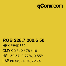 カラーコード: RGB 228.7 200.6 50 | qconv.com