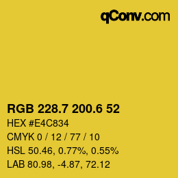カラーコード: RGB 228.7 200.6 52 | qconv.com