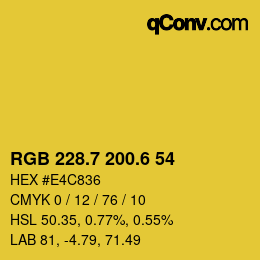 カラーコード: RGB 228.7 200.6 54 | qconv.com