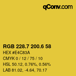 カラーコード: RGB 228.7 200.6 58 | qconv.com