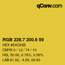 カラーコード: RGB 228.7 200.6 59 | qconv.com