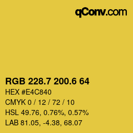 カラーコード: RGB 228.7 200.6 64 | qconv.com