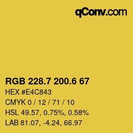 カラーコード: RGB 228.7 200.6 67 | qconv.com