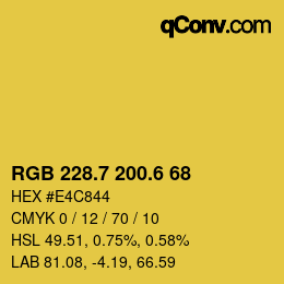 カラーコード: RGB 228.7 200.6 68 | qconv.com