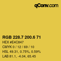 カラーコード: RGB 228.7 200.6 71 | qconv.com