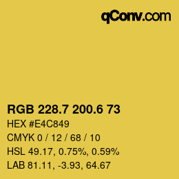 カラーコード: RGB 228.7 200.6 73 | qconv.com