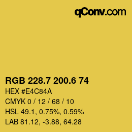 カラーコード: RGB 228.7 200.6 74 | qconv.com