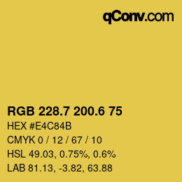 カラーコード: RGB 228.7 200.6 75 | qconv.com