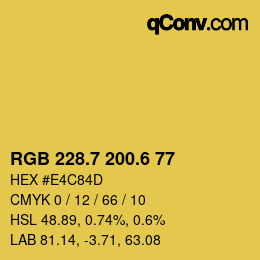 カラーコード: RGB 228.7 200.6 77 | qconv.com