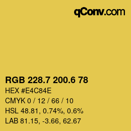 カラーコード: RGB 228.7 200.6 78 | qconv.com