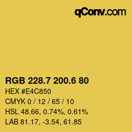 カラーコード: RGB 228.7 200.6 80 | qconv.com
