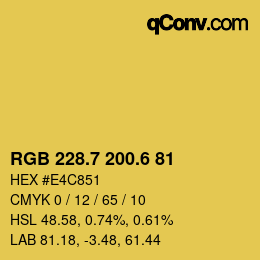 カラーコード: RGB 228.7 200.6 81 | qconv.com