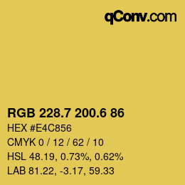カラーコード: RGB 228.7 200.6 86 | qconv.com