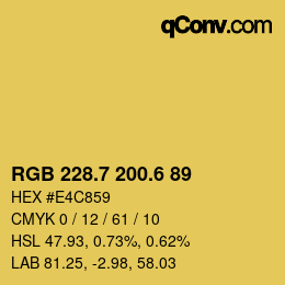 カラーコード: RGB 228.7 200.6 89 | qconv.com