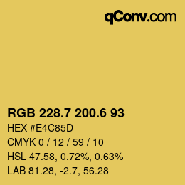 カラーコード: RGB 228.7 200.6 93 | qconv.com