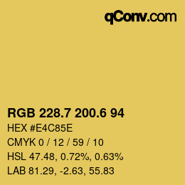 カラーコード: RGB 228.7 200.6 94 | qconv.com