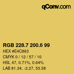 カラーコード: RGB 228.7 200.6 99 | qconv.com