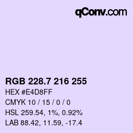 カラーコード: RGB 228.7 216 255 | qconv.com