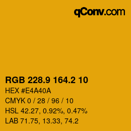 カラーコード: RGB 228.9 164.2 10 | qconv.com
