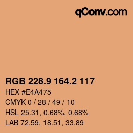 Color code: RGB 228.9 164.2 117 | qconv.com