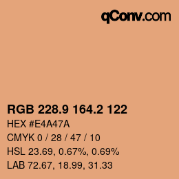 カラーコード: RGB 228.9 164.2 122 | qconv.com