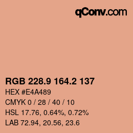 カラーコード: RGB 228.9 164.2 137 | qconv.com