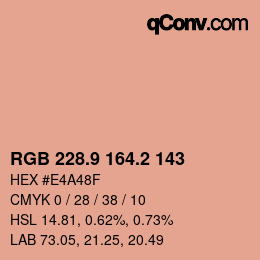 カラーコード: RGB 228.9 164.2 143 | qconv.com