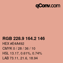 カラーコード: RGB 228.9 164.2 146 | qconv.com