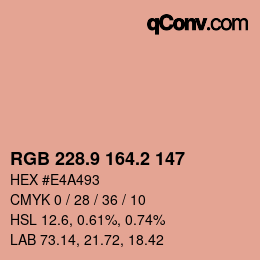 カラーコード: RGB 228.9 164.2 147 | qconv.com