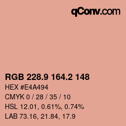 カラーコード: RGB 228.9 164.2 148 | qconv.com
