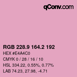 Color code: RGB 228.9 164.2 192 | qconv.com