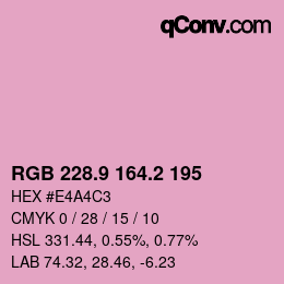 カラーコード: RGB 228.9 164.2 195 | qconv.com