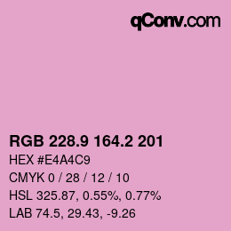 Color code: RGB 228.9 164.2 201 | qconv.com