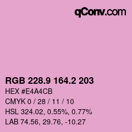 カラーコード: RGB 228.9 164.2 203 | qconv.com