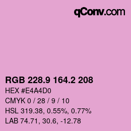カラーコード: RGB 228.9 164.2 208 | qconv.com