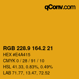 カラーコード: RGB 228.9 164.2 21 | qconv.com