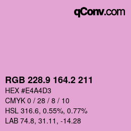 カラーコード: RGB 228.9 164.2 211 | qconv.com