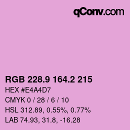 カラーコード: RGB 228.9 164.2 215 | qconv.com