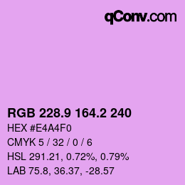 カラーコード: RGB 228.9 164.2 240 | qconv.com