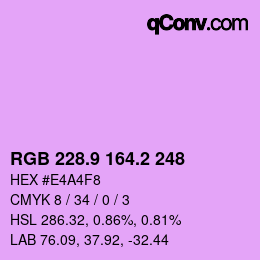 カラーコード: RGB 228.9 164.2 248 | qconv.com