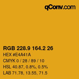 カラーコード: RGB 228.9 164.2 26 | qconv.com