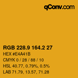 カラーコード: RGB 228.9 164.2 27 | qconv.com