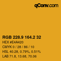 カラーコード: RGB 228.9 164.2 32 | qconv.com