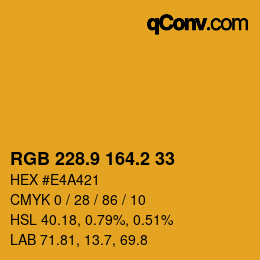 カラーコード: RGB 228.9 164.2 33 | qconv.com