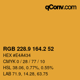 カラーコード: RGB 228.9 164.2 52 | qconv.com
