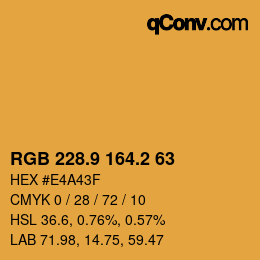 カラーコード: RGB 228.9 164.2 63 | qconv.com