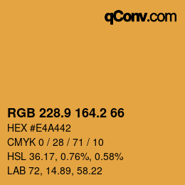 Color code: RGB 228.9 164.2 66 | qconv.com