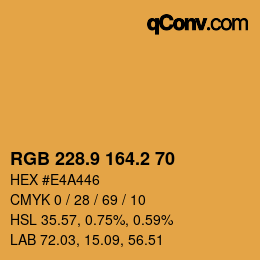 Color code: RGB 228.9 164.2 70 | qconv.com