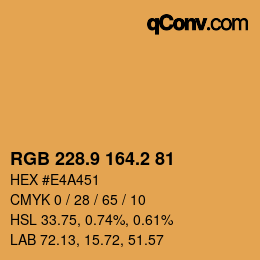 Color code: RGB 228.9 164.2 81 | qconv.com